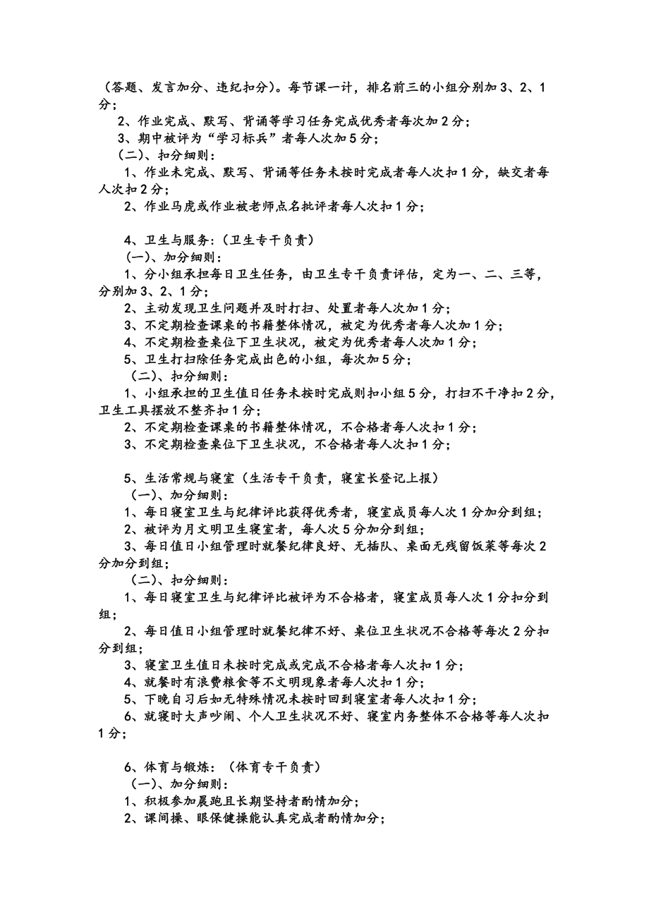 班级小组竞争评价体系量化考评细则_第2页